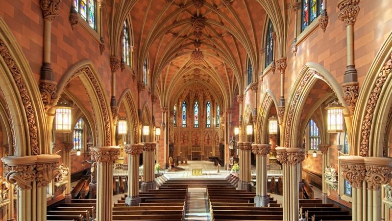 Cathedral main nave after plaster restoration